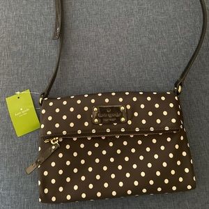 kate spade nylon cross body polka dot purse (never used).